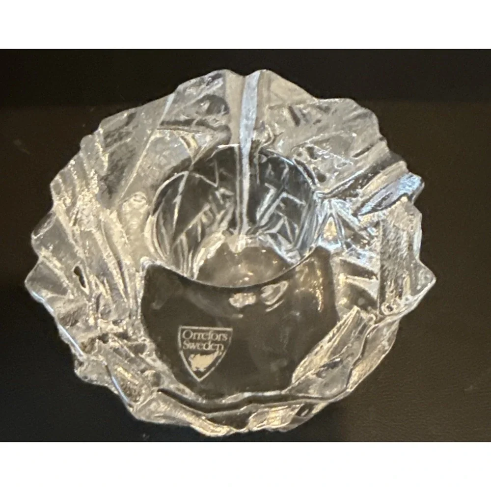 Orefors Sweden Crystal Icy Votive Candle Holder Decor Elegant Party Heavy 3 Inch
